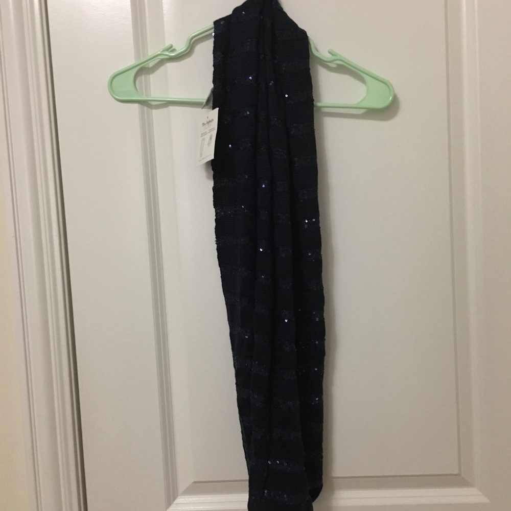 Navy blue sequin infinity scarf